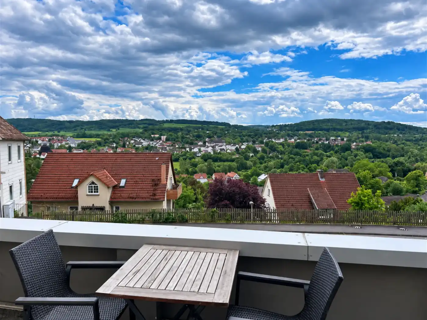 View across Homberg from a private hotel balcony